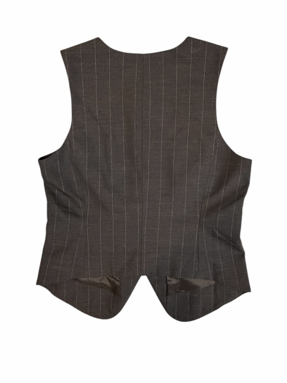 Madewell Single-Breasted Scoopneck Vest Chocolate Wide Pinstripe Size 6 #2175 - Picture 4 of 7